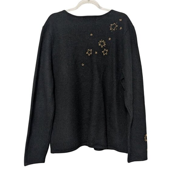 The Quacker Factory Fairy Cardigan Womens Size Medium Black Wool Beaded Full Zip - Picture 7 of 11